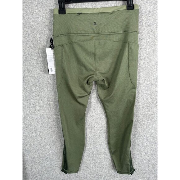 NWT Allyson Felix Athleta Medium Leggings Fast AF Olive Green $119 Compression - Picture 2 of 16